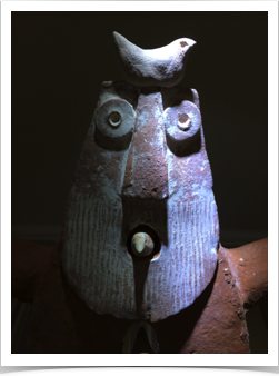 Birdman Ceramic. Detail of Earthenware pottery object